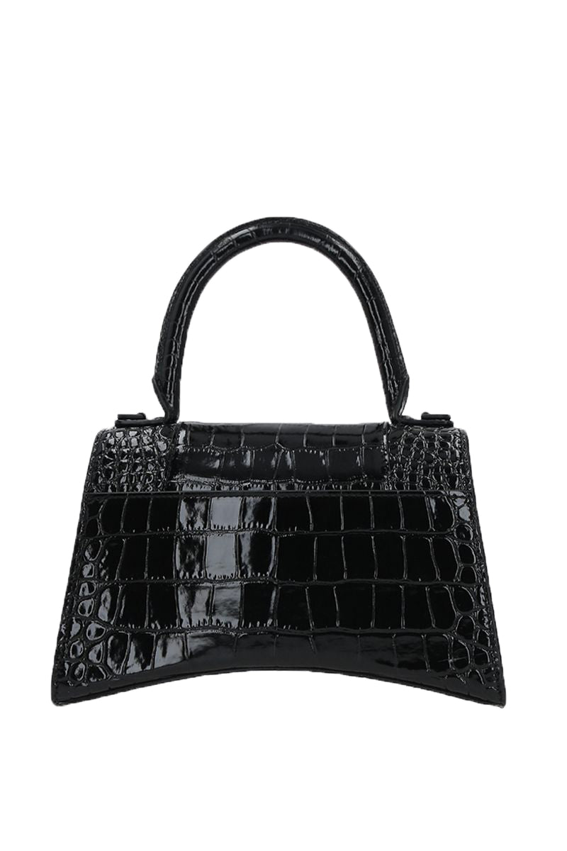 Balenciaga Hourglass S in Croc Embossed Leather | Designer Top Handle Bag