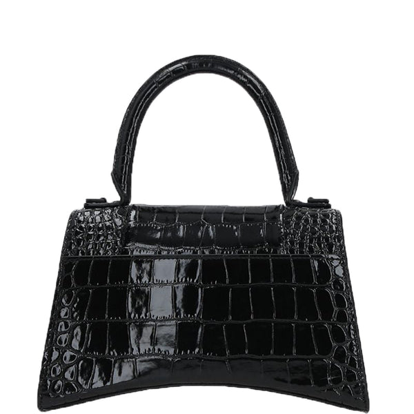 Balenciaga Hourglass S in Croc Embossed Leather | Designer Top Handle Bag