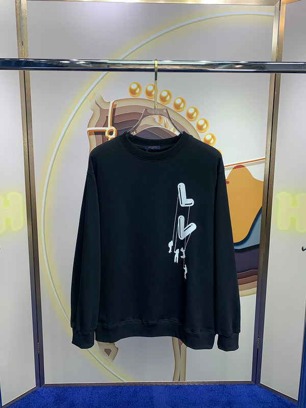 Front view of Louis Vuitton luxury clothing with signature branding