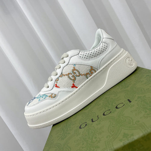 Gucci Streetwear sneakers in neutral cream breathable knit upper front view