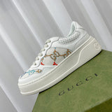 Gucci Streetwear sneakers in neutral cream breathable knit upper front view