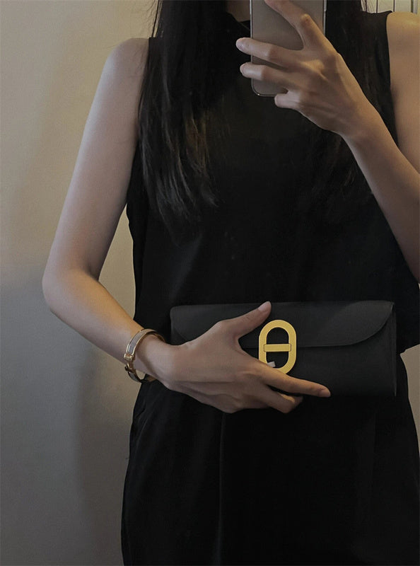 Side view of effortless structured handbag