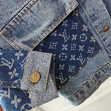 Front view of Louis Vuitton luxury clothing with logo-detail design