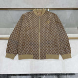 Back view of Gucci luxury clothing with monogram-inspired silhouette