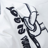 Front view of Louis Vuitton luxury clothing with logo-detail design