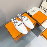 Hermès White Slide Sandals - Front View
