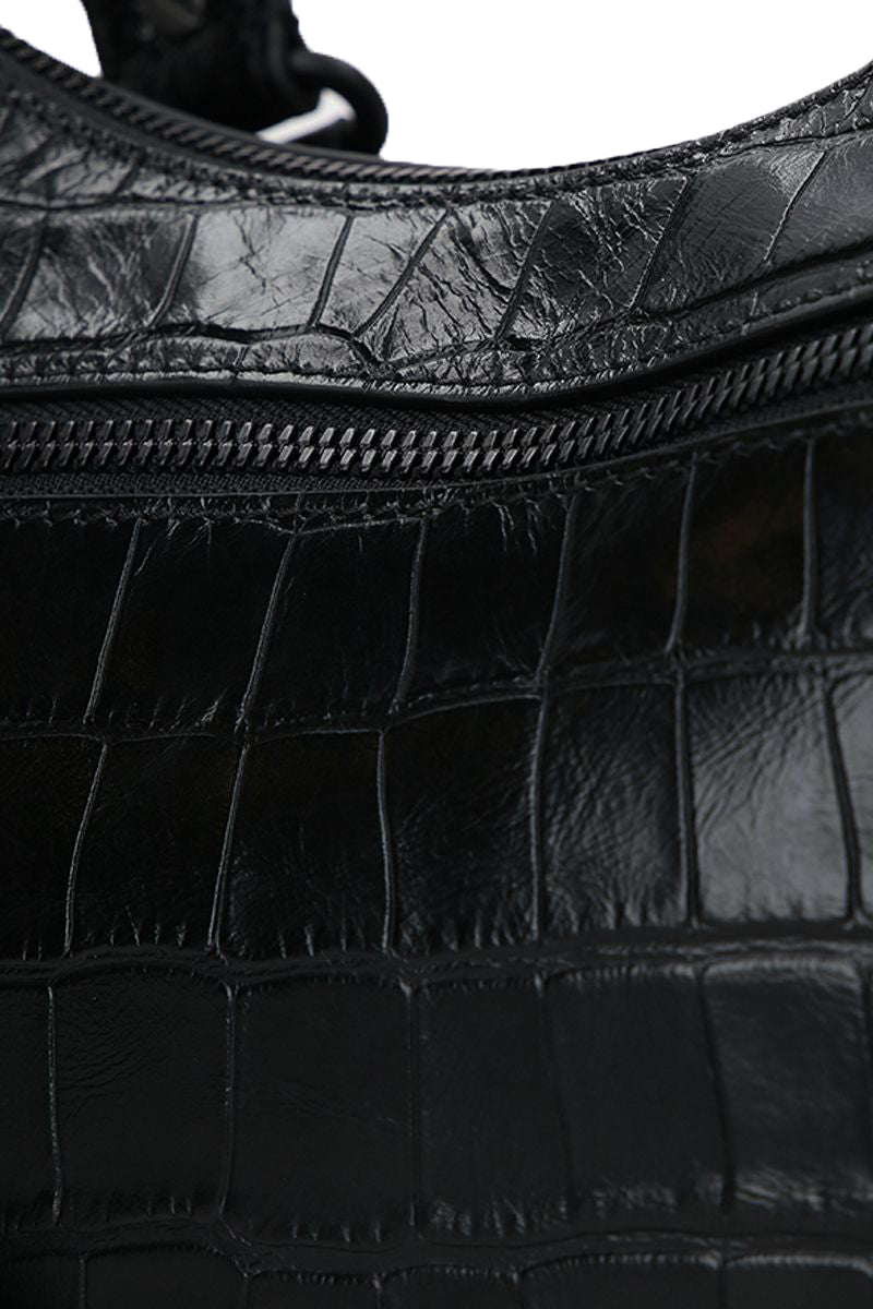 Balenciaga Le Cagole S in Croc Embossed Leather | Studded Leather Shoulder Bag