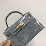 Side view of sophisticated structured handbag