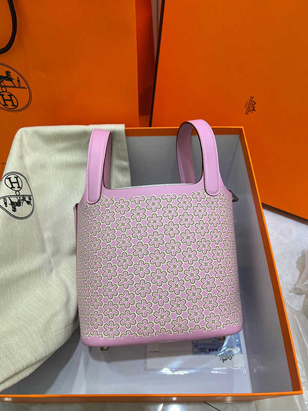 Side view of poised structured handbag