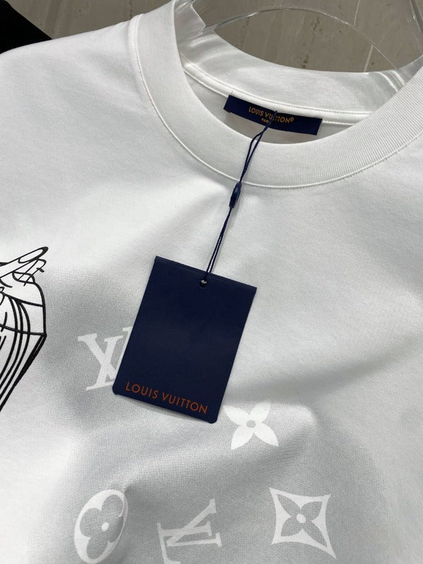 Flat lay presentation of Louis Vuitton cotton t-shirt with streetwear-inspired cut