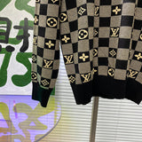 Close-up detail shot of Louis Vuitton luxury clothing with contemporary cut