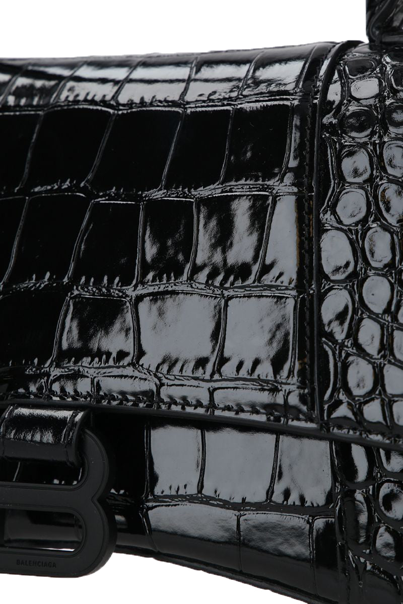 Balenciaga Hourglass S in Croc Embossed Leather | Designer Top Handle Bag
