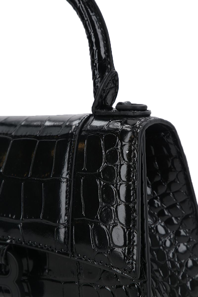 Balenciaga Hourglass XS in Croc Embossed Leather | Designer Top Handle Bag