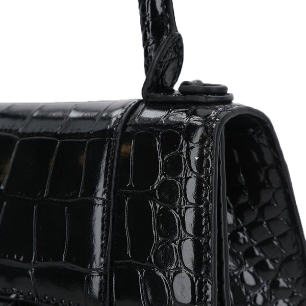 Balenciaga Hourglass XS in Croc Embossed Leather | Designer Top Handle Bag