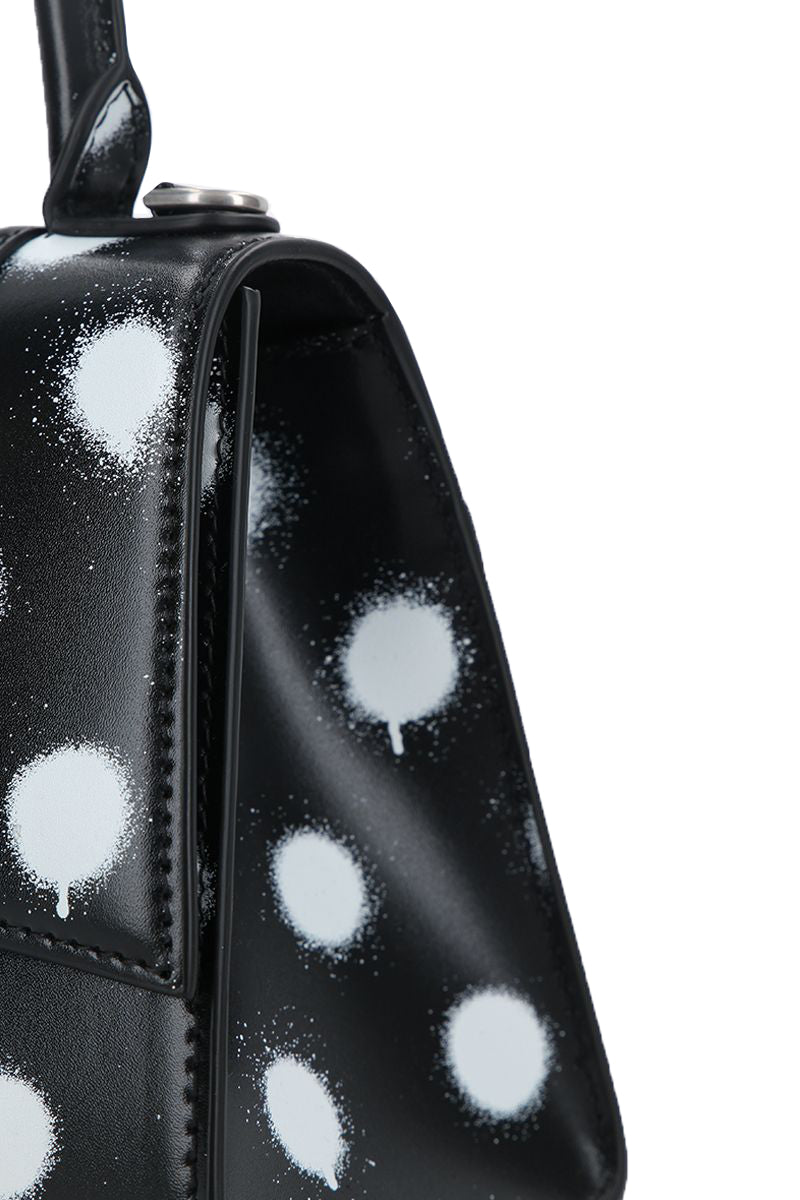 Balenciaga Hourglass Small Bag in Sprayed Polka Dots Print | Designer Top Handle Bag