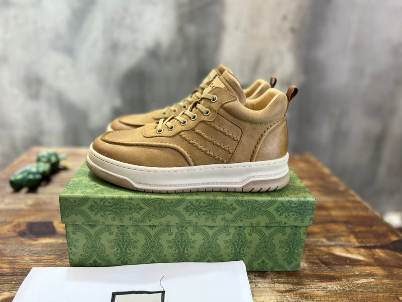 Gucci crisp white luxury sneakers view 9 retro runner design