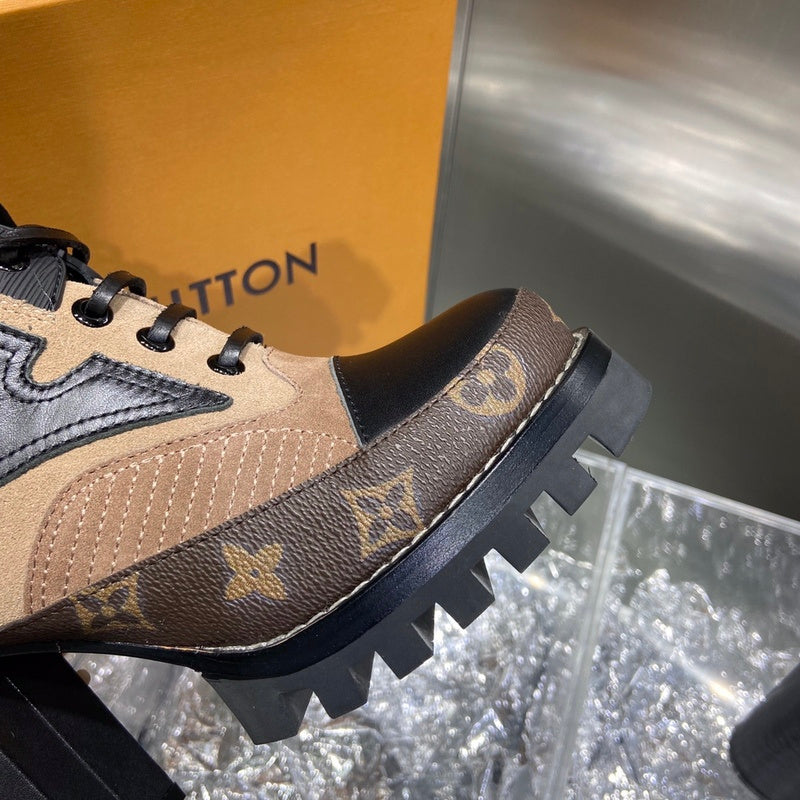 Louis Vuitton Tan Combat Boots - Back View