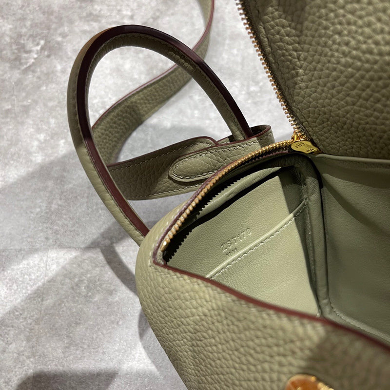 Side view of clean-lined structured handbag