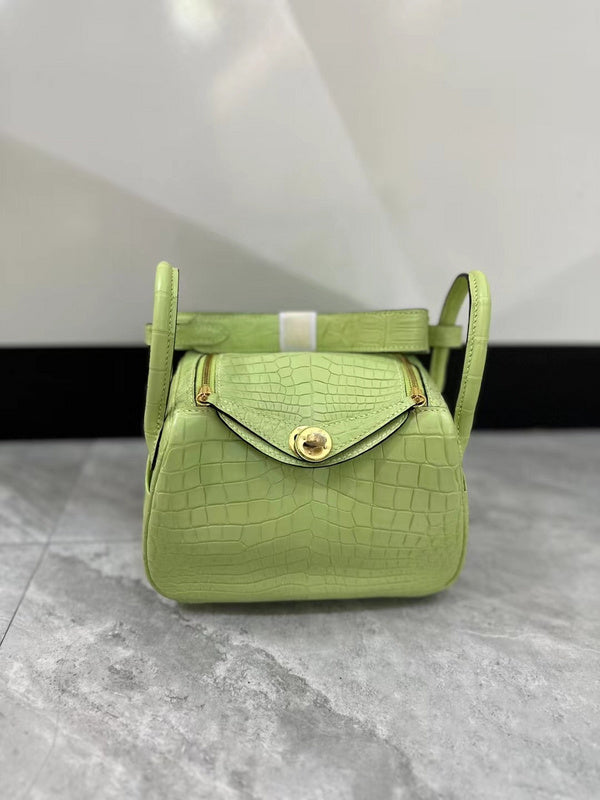 Side view of considered structured handbag
