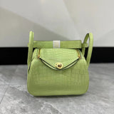 Side view of considered structured handbag