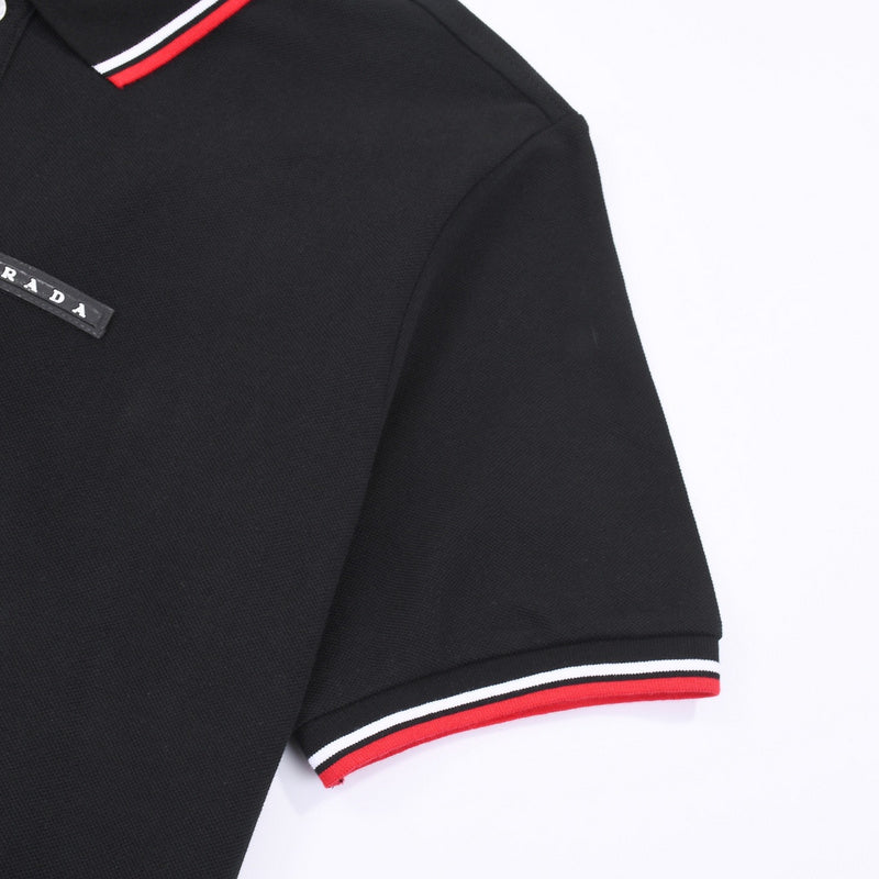 Back view of Polo cotton polo shirt with monogram-inspired silhouette