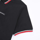 Back view of Polo cotton polo shirt with monogram-inspired silhouette