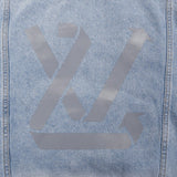 Close-up detail shot of Louis Vuitton luxury clothing with relaxed-fit cut