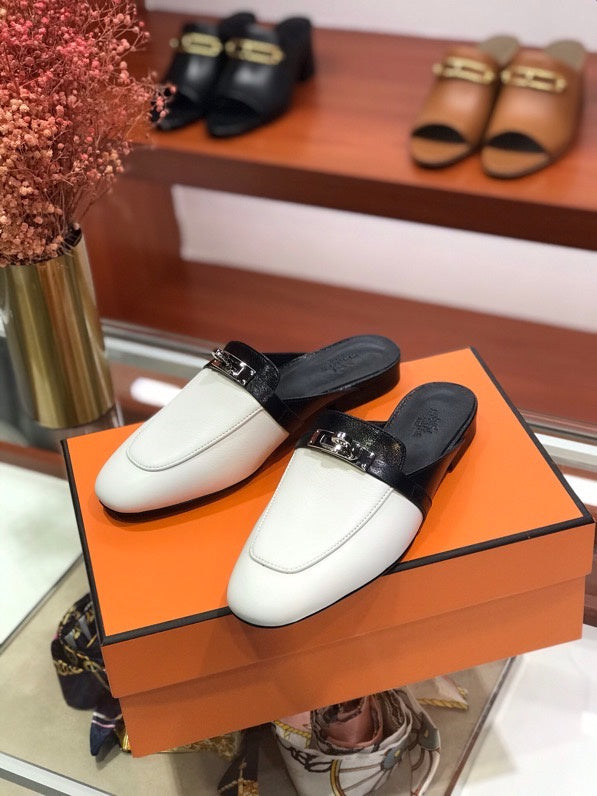 Hermès White Chunky Platform Sneakers - Front View