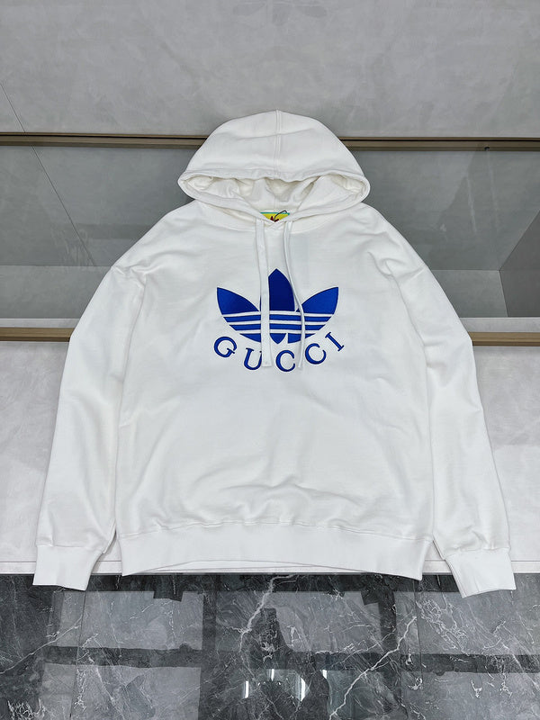 Front view of Gucci luxury clothing with monogram-inspired silhouette