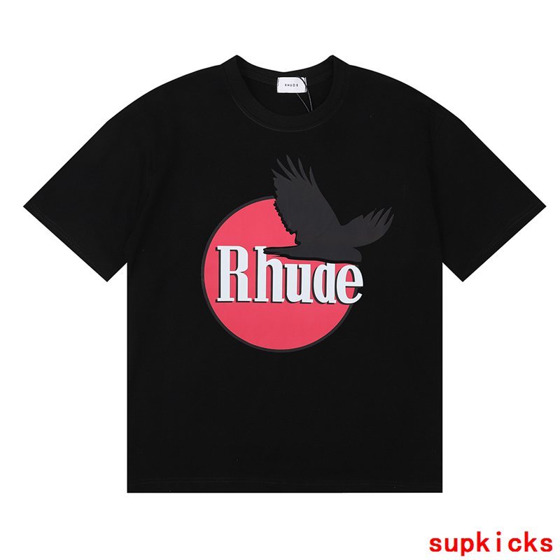 Side profile of Rhude luxury clothing with monogram-inspired silhouette