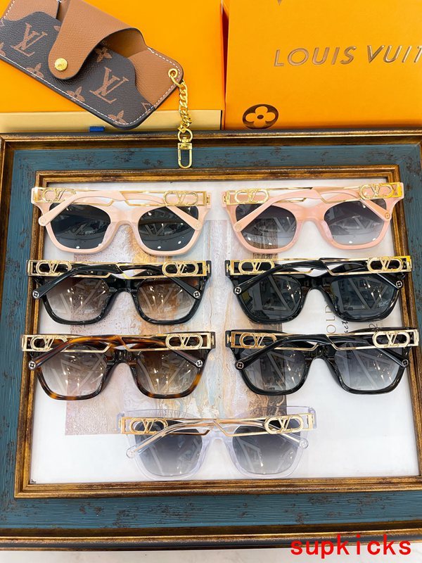 Close-up detail view of Louis Vuitton unisex sunglasses