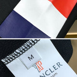 Side profile of Moncler luxury clothing with signature branding