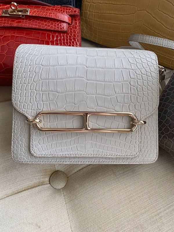 Side view of smart structured handbag
