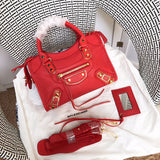 Front view of classic structured women's handbag – women's statement bag