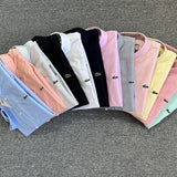 Flat lay presentation of Lacoste luxury clothing with logo-detail design