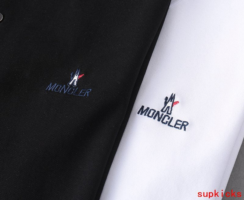 Side profile of Moncler luxury clothing with logo-detail design