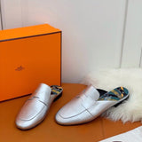 Hermes shoes Style 394 - front view, refined designer finish (alternate angle)