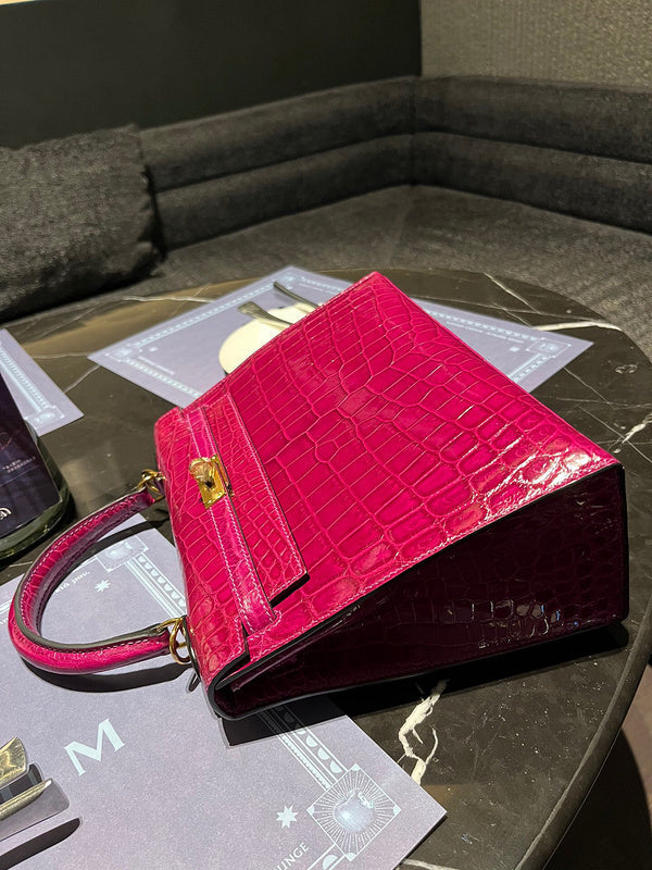 Side view of statement structured handbag