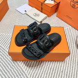 Hermes sandals Style 214 - close-up of premium leather craftsmanship