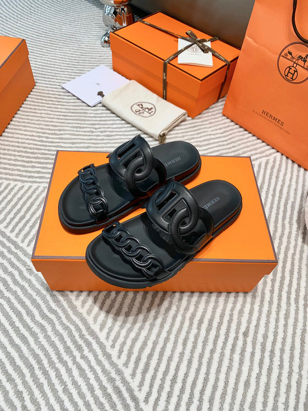 Hermès Chocolate Brown Espadrille Wedge Sandals - Angled View