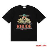 Side profile of Rhude luxury clothing with relaxed-fit cut