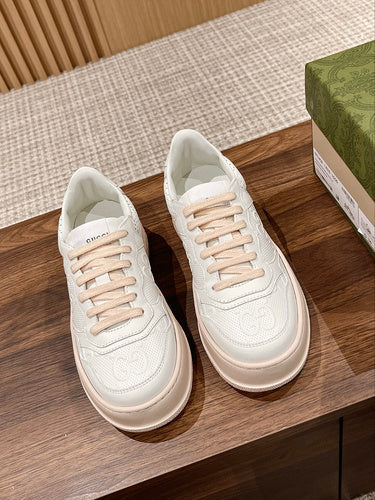 Gucci neutral cream luxury sneakers view 11 breathable knit upper