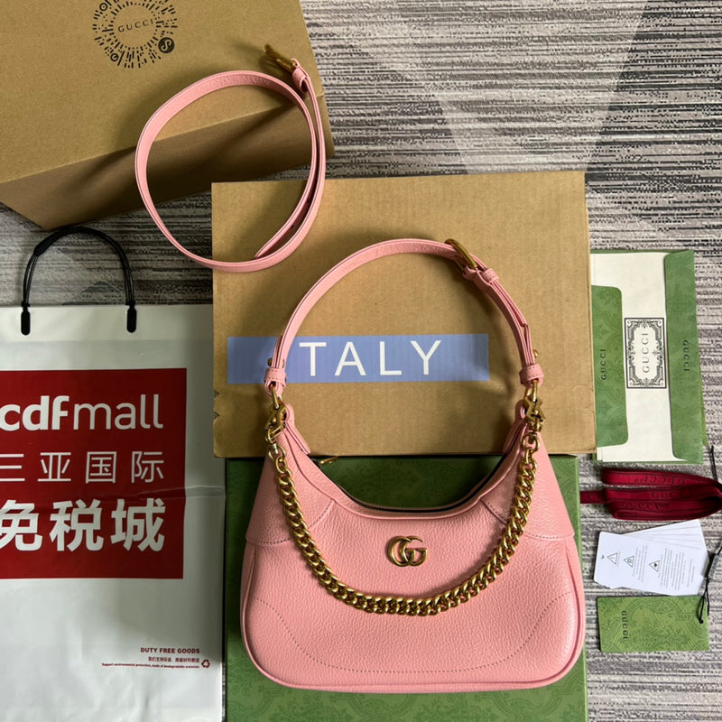 Side profile of statement signature women's handbag – women's luxury accessory