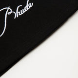 Flat lay presentation of Rhude luxury clothing with contemporary cut