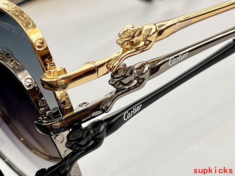 Close-up detail view of Cartier unisex sunglasses