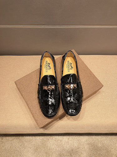 Hermès Camel Loafer Flats - Full Silhouette View