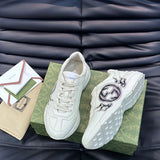 Side profile of Gucci stone beige sneakers premium leather build