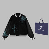 Front view of Louis Vuitton luxury clothing with signature branding