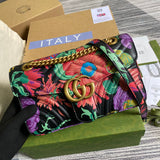 Back view of signature polished women's handbag – women's luxury handbag