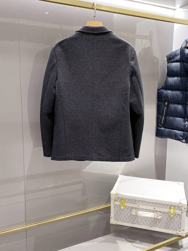 Side profile of Louis Vuitton luxury clothing with relaxed-fit cut